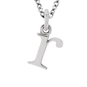 The Abbey Lower Case Initial 'r' Necklace in 14k White Gold, 16 Inch